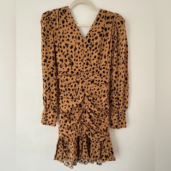 Nicholas Animal Print LS Mini Dress with Buttons 0 - Picture 7 of 7